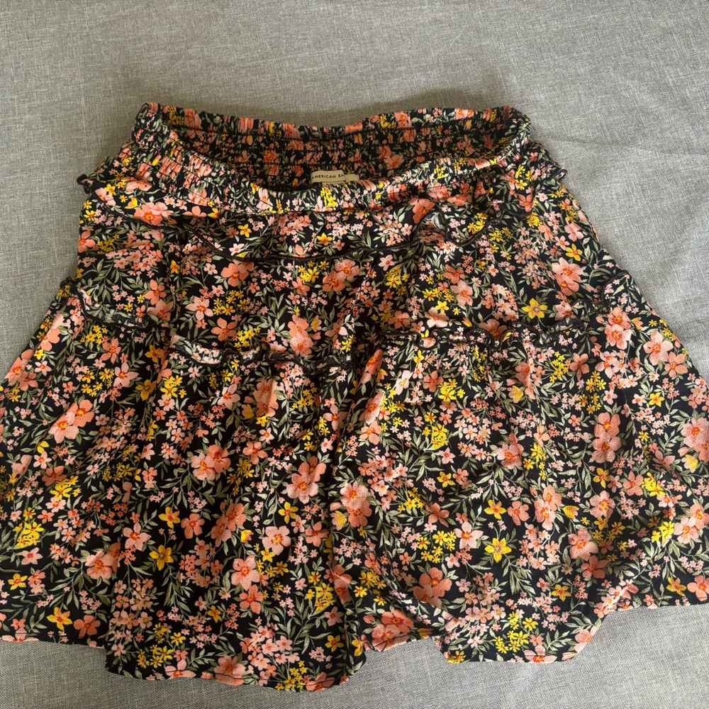 American Eagle Outfitters Floral Skirt - Black, Pink, Yellow